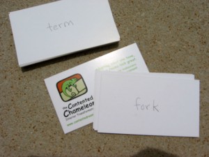 business card review words