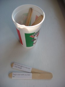 story sticks let students pick up and hold each sentence